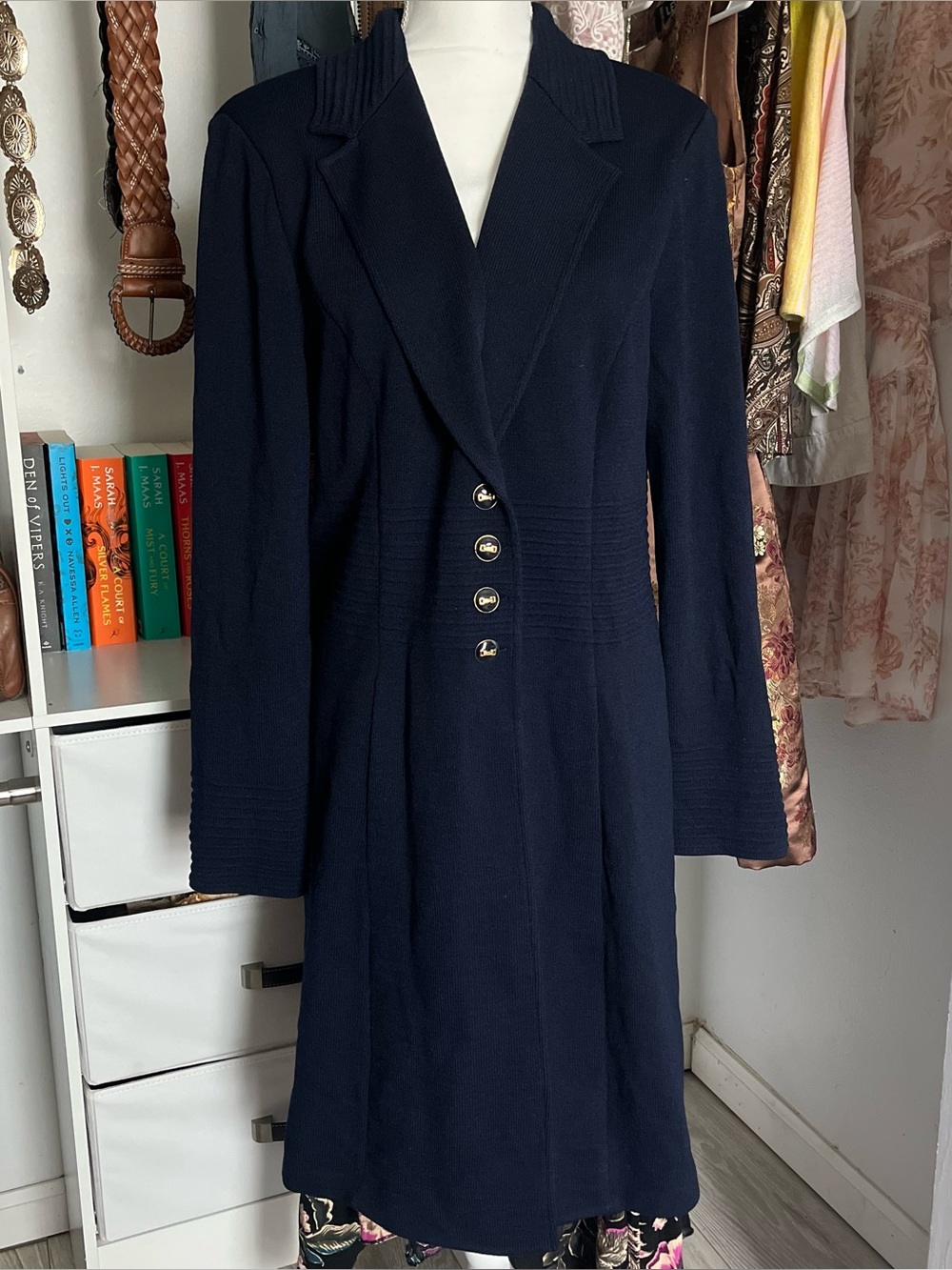 Old Money Quiet Luxury St. John Collection Wool Knit Maxi Coat Size 14